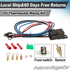 12V Thermostat Relay Kit Electric Fan Temperature Switch For Radiator