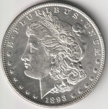 SEMI-KEY 1893 (P) MORGAN DOLLAR CH. UNC. DETAILS