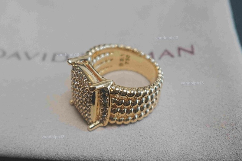 NewDavldYurman.Sterling.18K GOLD Wheaton Pave Diamonds Ring 16x12mm Size 7