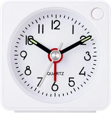 Travel Analog Alarm Clock, 2.25 inch, Ultra Small Clock with Snooze and Light Fu