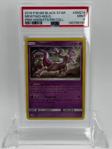 2019 Pokemon Mewtwo SM214 PSA 9 Black Star Promo Hidden Fates Pin Collection