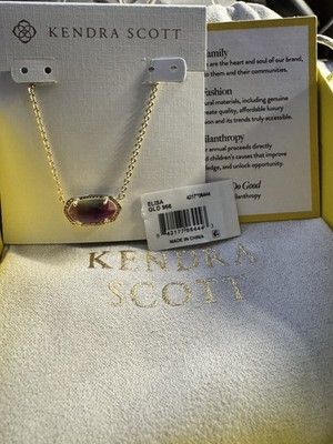 Kendra Scott Elisa Gold Pendant Necklace, Watercolor Illusion | NIB