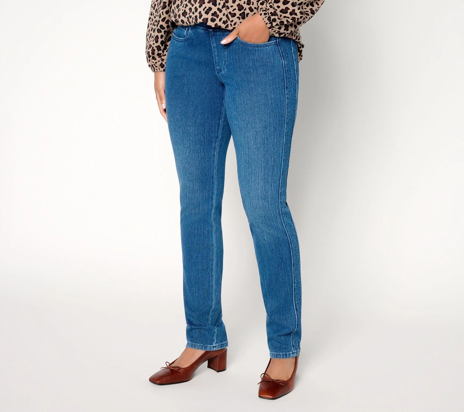 Belle by Kim Gravel Women's Pants Sz 12 Flexibelle Side Sparkle Blue A708470