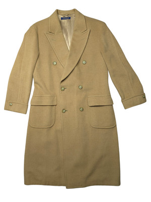 VTG Brooks Brothers Mens 42 Large Camel Hair Blend Double Breasted Coat Overcoat