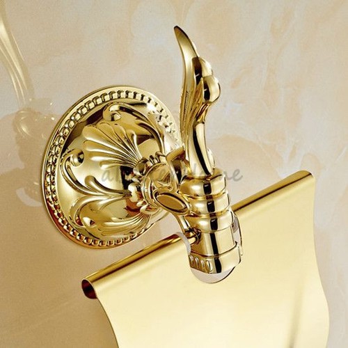 Luxury Gold Art Carved Bathroom Toilet Paper Holder Wall Mount Tissue Roll Rack - Picture 3 of 3