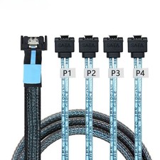 SlimSAS SFF-8654 MCIO 4i 38Pin to 4X SATA 7Pin PCIe 5.0 90 Degree Data Cable