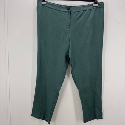 NWT Marina Rinaldi Linen Cropped Pant Green US 22 Neutral Minimalist Sustainable