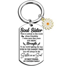 Soul Sister Keychain Friendship Gifts Bestie BFF Birthday Christmas Jewelry