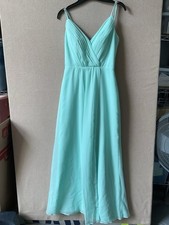 David s Bridesmaid Dress Sz. 0 Rhinestone Shoulder Straps Mint A2-39