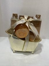 White Rose Jasmine Spa Set in an Elegant Gold Tub Award Winning Bath Body Set.