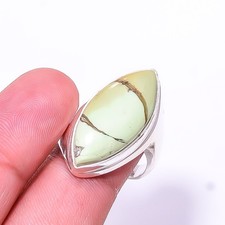 Natural Lemon Chrysoprase 925 Sterling Silver Ring S.8.5 R842815, Christmas Gift