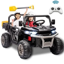 24V Kids Electric Car Truck, 2 Seater Ride on UTV Toys w/Dump Bed, Remote,LED