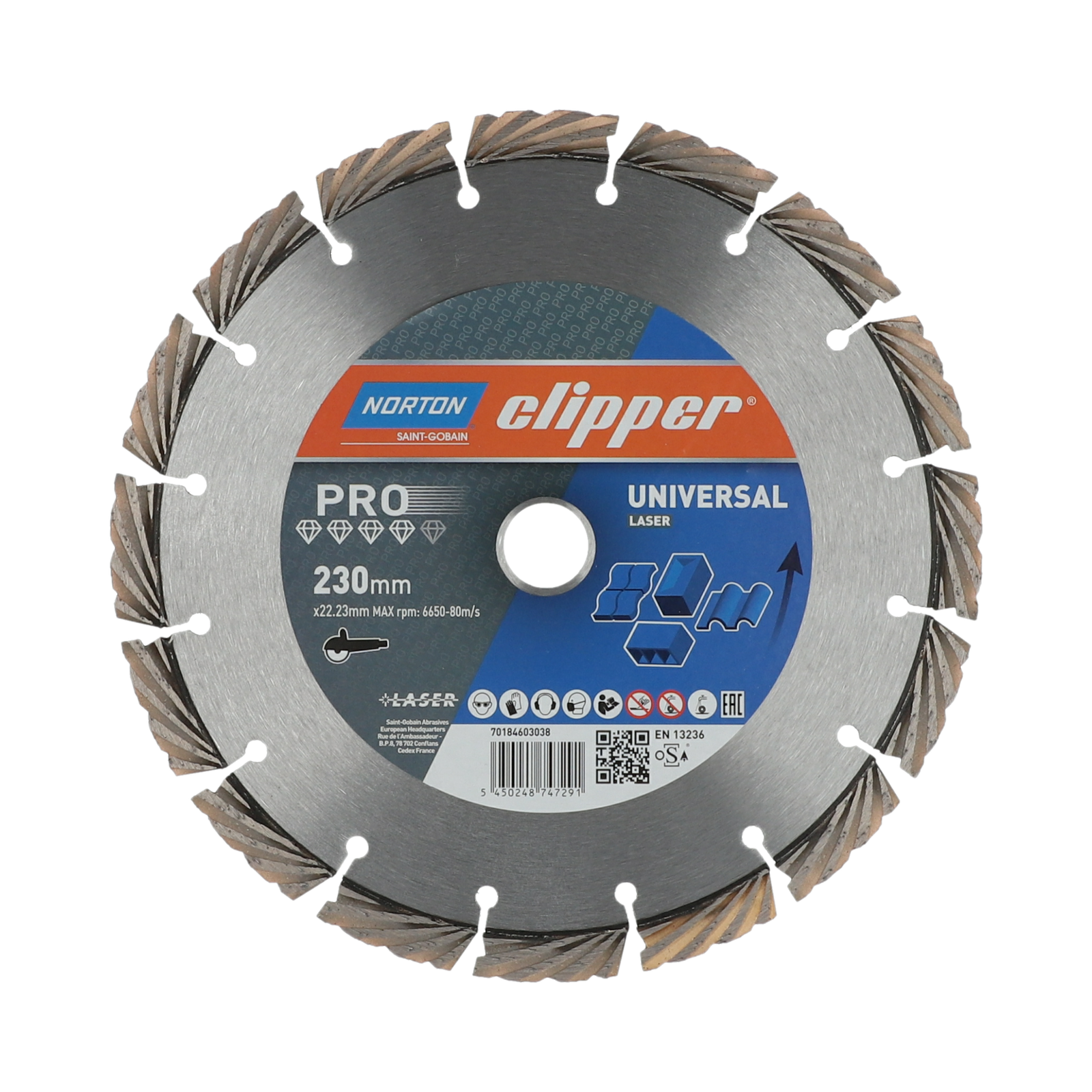 Norton Clipper , Sägeblatt, Clipper Diamanttrennscheibe Pro Universal Laser - 230X22,2 Mm - Bild 2