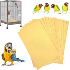 Bird Cage Liner 50-Pack 17” x 11” Gravel Paper Cuttable Pet Sandpaper Special...