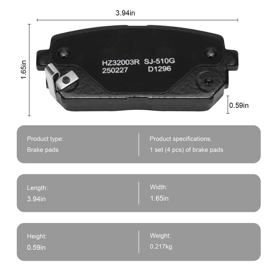 Pastillas de freno traseras de cerámica con herrajes para 2007 2008 2009 2010 2011 2012Kia Rondo Foto 3 de 4