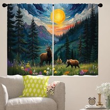 Rustic Fall Forest Deer Bear Kitchen 26"W x 36"L Pack of 2 Forest Night