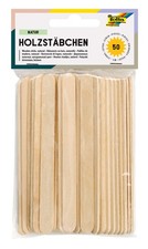 folia Natural Wooden Sticks, Approx. 11.4 x 1 x 0.2 cm, Pack of 50 with Rounded