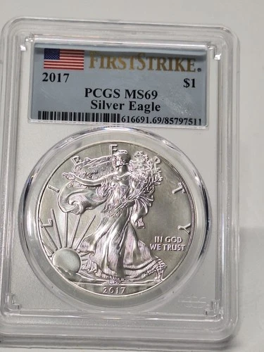 2017 $1 American Silver Eagle 1oz PCGS MS69 First Strike