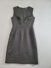 J. Crew Women Dress 2 Black Round Neck Sleeveless Zipper A Line Pleated Sheath