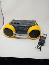 Sony ESP Sports CFD-980 Water Resistant CD/Radio/Cassette Yellow Boombox  Cord