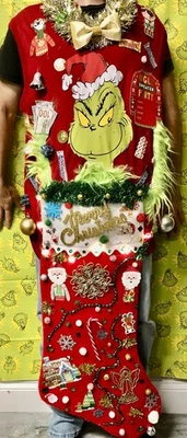 Ugly Christmas GRINCH Sweater CONTEST WINNER Decorated Lights HUGE 2xl - Image 1 of 4