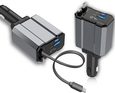 4 in 1 Fast USB-C Car Charger for iPhone 16 15 14 13 12, Samsung