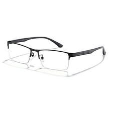 Blue Light Glasses for Men Semi Rim Glasses Crystal Lens 02 - Tr90 Black Frame