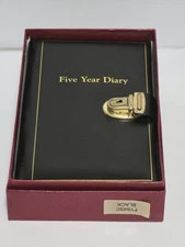 Vintage Dataday Five Year Diary Black w/ Lock & Key Gold Edges Boxed Journal NOS