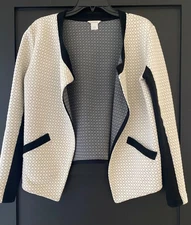 Club Monaco Women's Long Sleeve Open Front Cardigan Sweater - Cream (Size M)