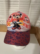 Minnie Mouse Pink Glitter Girls Baseball Cap Hearts Bows 3d Design