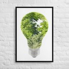 Energy saving light bulb green trees 24x36 Framed Canvas Print