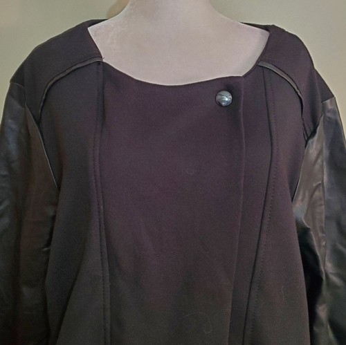 Jones NY Black Moto Jacket Faux Leather Sleeves Asymmetrical Closure 1X NWT - Picture 6 of 14