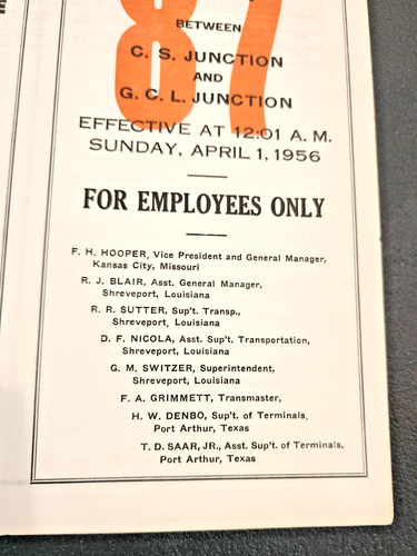 1956 Kansas City Southern Railway 87 Timetable Railroad RR Gulf Coast Lines R247 - Picture 5 of 9