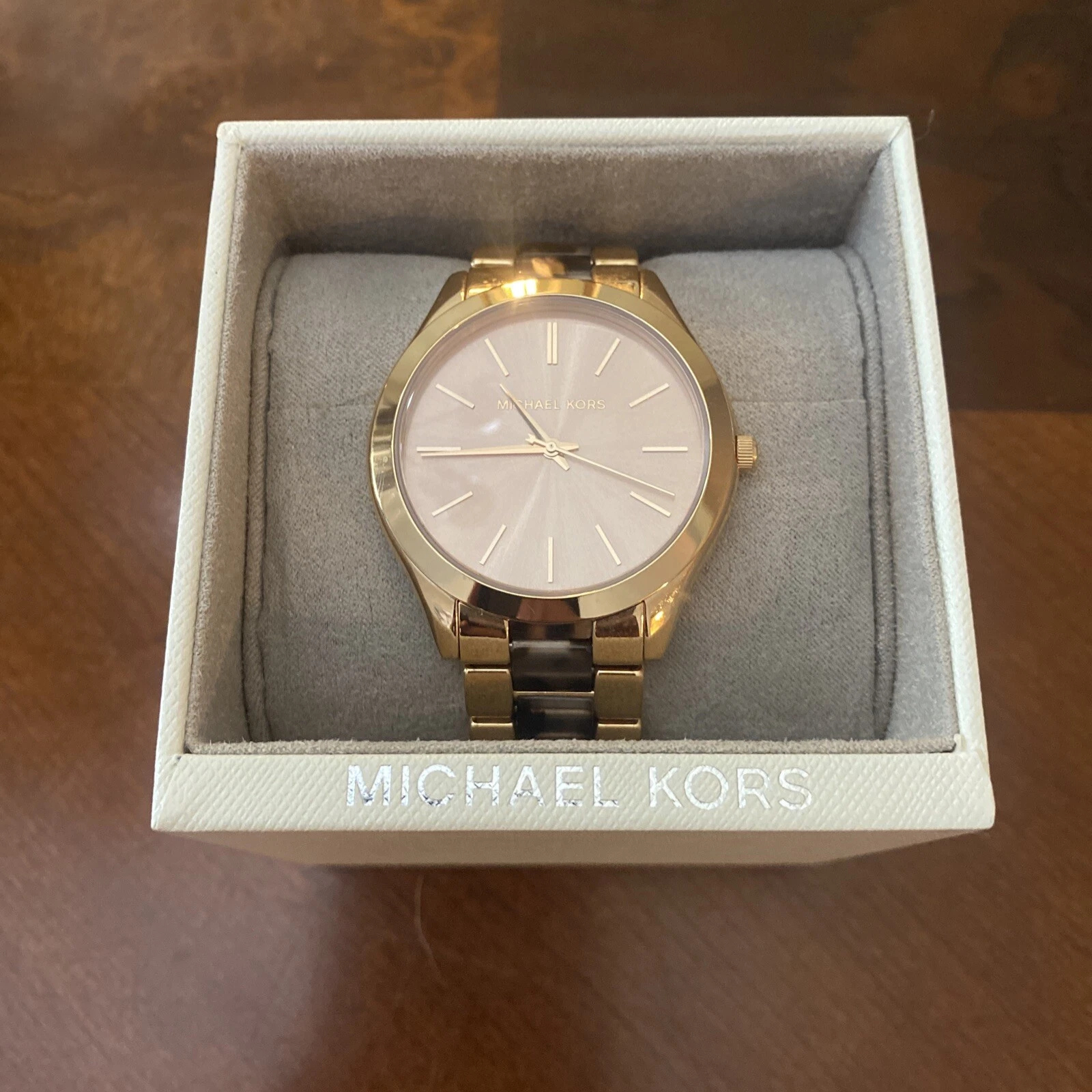 Orologio da donna MICHAEL KORS Runway Oro Rosa + Tort Acetato MK4301 NUOVO $250