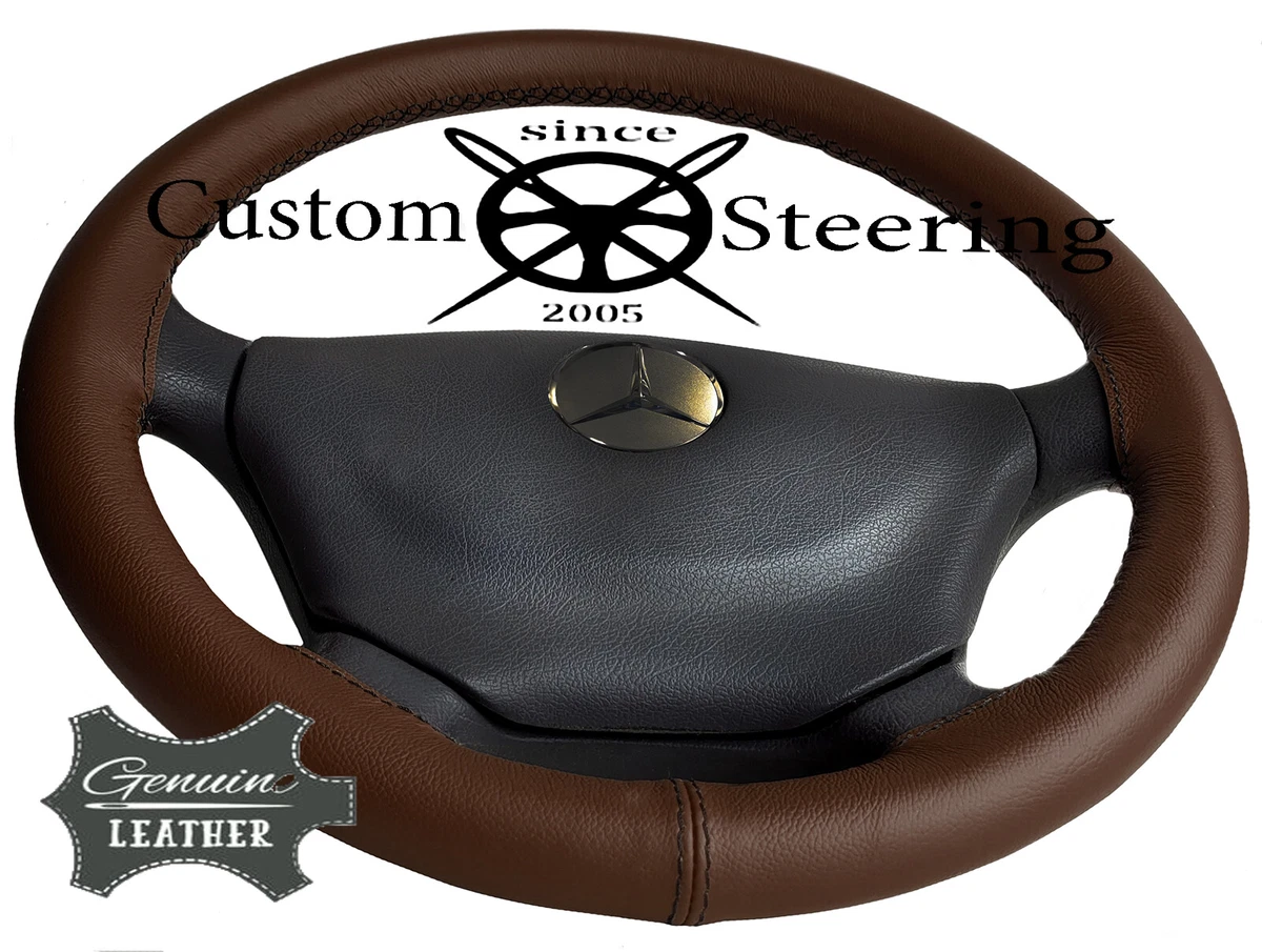 Brown Genuine Leather Steering Wheel Cover for Mercedes W211 E-Class  2003-2008