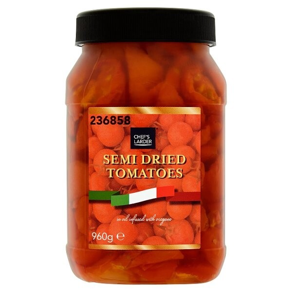 Semi Dried Tomatoes in Sunflower Oil  Salt Garlic Oregano Chef's Larder 960g