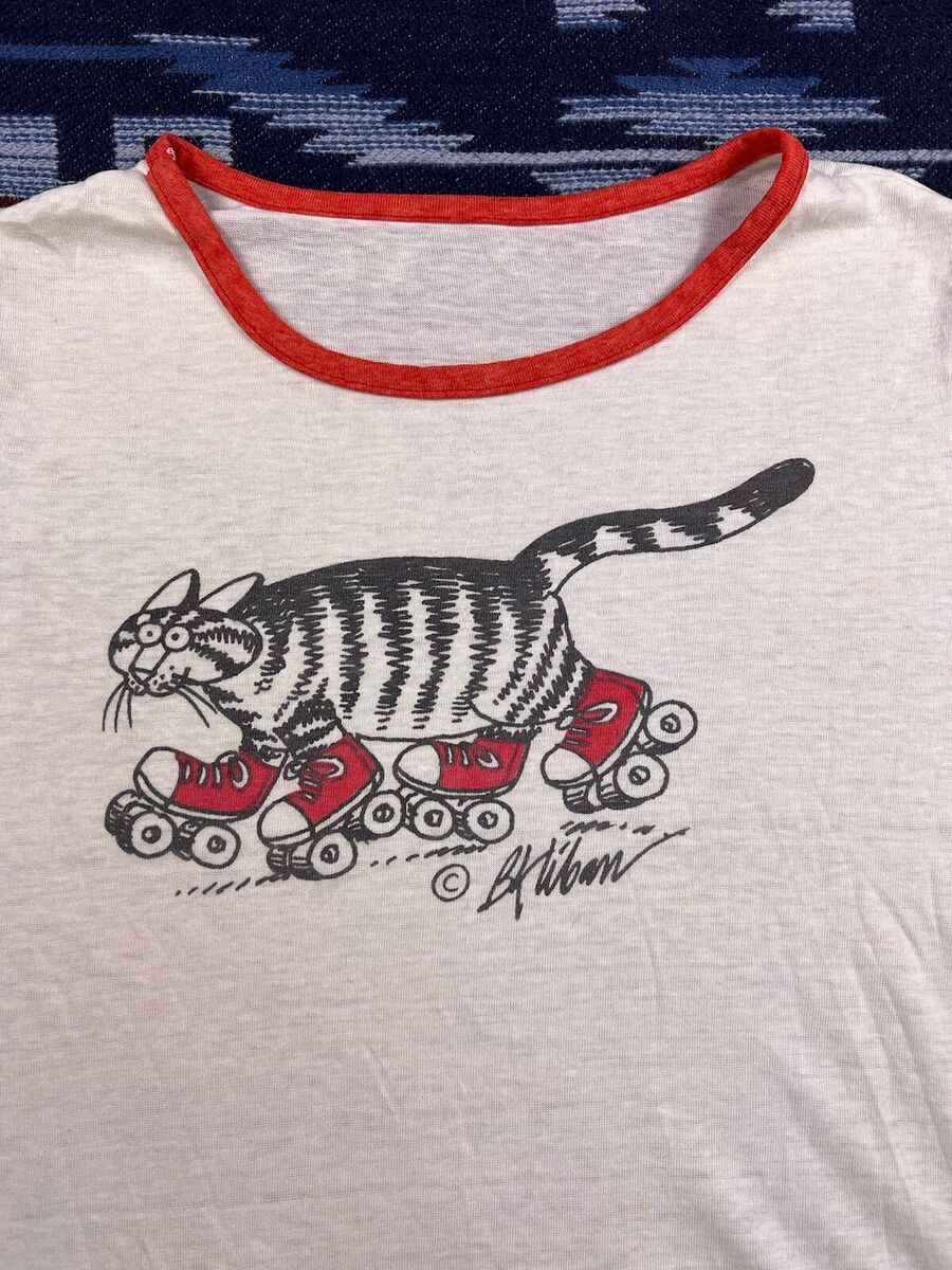 B KLIBAN Mad CAT 70s Ringer TShirt Vintage Roller Skating