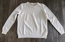 Woolovers 80 Merino 20 Cashmere Extra Fine Jumper Sweater Size L Ivory Euc
