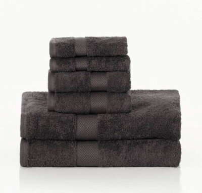 OCM Deluxe Six-Piece 100% Cotton Towel Set | Black
