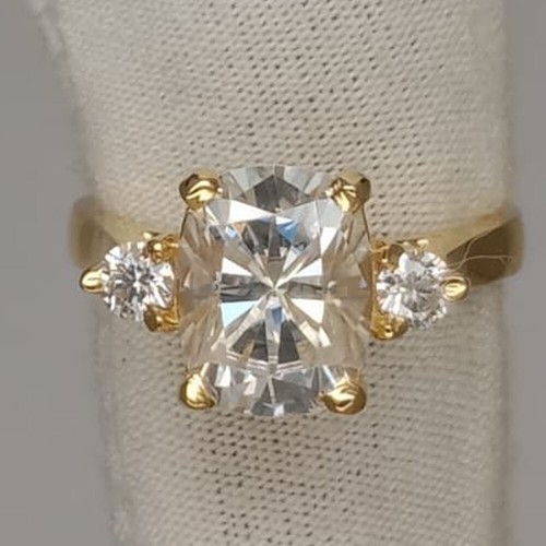 Solid 14K Yellow Gold UK Certified 3.25carat Cushion Cut Moissanite Wedding Ring - Picture 9 of 23