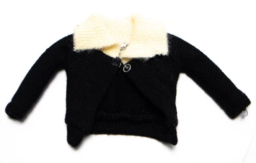 Vintage  Barbie PAK Black/ Ivory Cardigan Knit Sweater 1964 Mattel See Pics