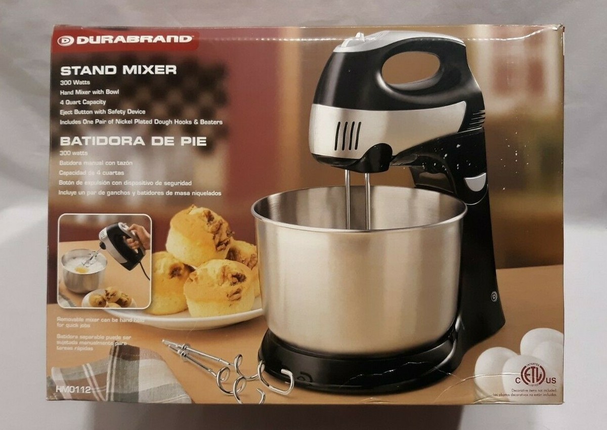 Durabrand Stand Hand Mixer 300 Watts Quart Bowl New in Box HMO