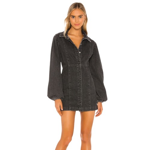 Free People Mia Denim Snap Button Mini 