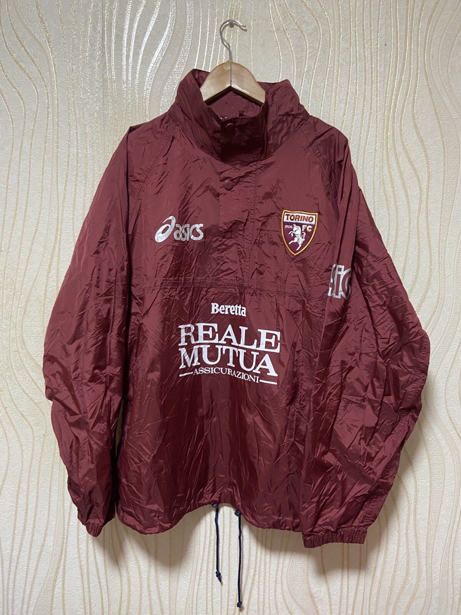 TORINO 2000s TRAINING FOOTBALL SOCCER 1/4 ZIP HOODED RAIN JACKET