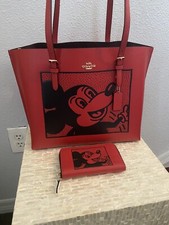 Bolso de Mano Coach Disney Mickey Mouse X Keith Haring Mollie Eléctrico Rojo Multi y Cartera