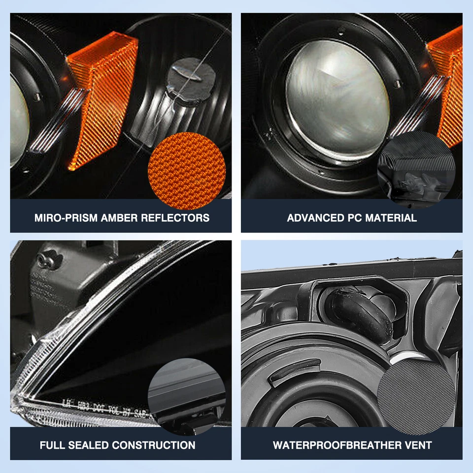 For 2004-2009 Mazda 3 Sedan Black Amber Headlights Amber Corner Lamps Pair - Image 3 of 4