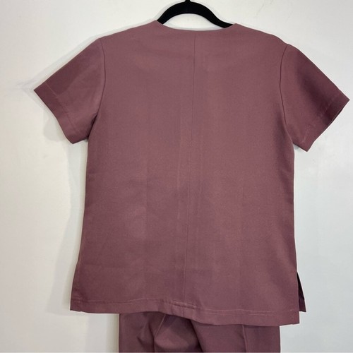 Vintage 60s 70s mauve polyester short sleeve straight leg pant suit set - Picture 5 of 15