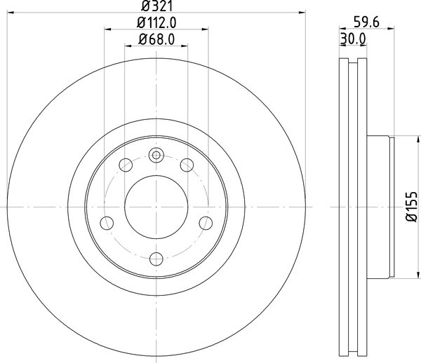 2x Front Brake Disc Fits Audi Mintex MDC1743C Outer Ø 321mm Vented - Image 2