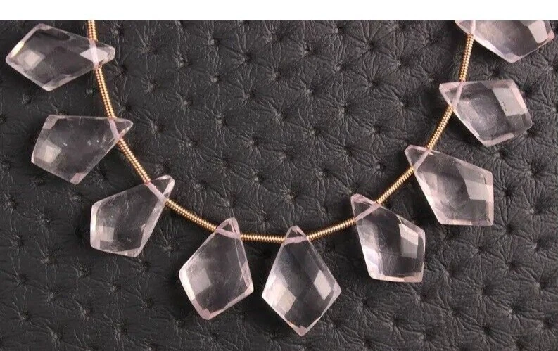 Natural Rose Quartz Designer Shape Faceted 9x14-12x18 MM Briolette Jewelry Beads - Image 3 of 4