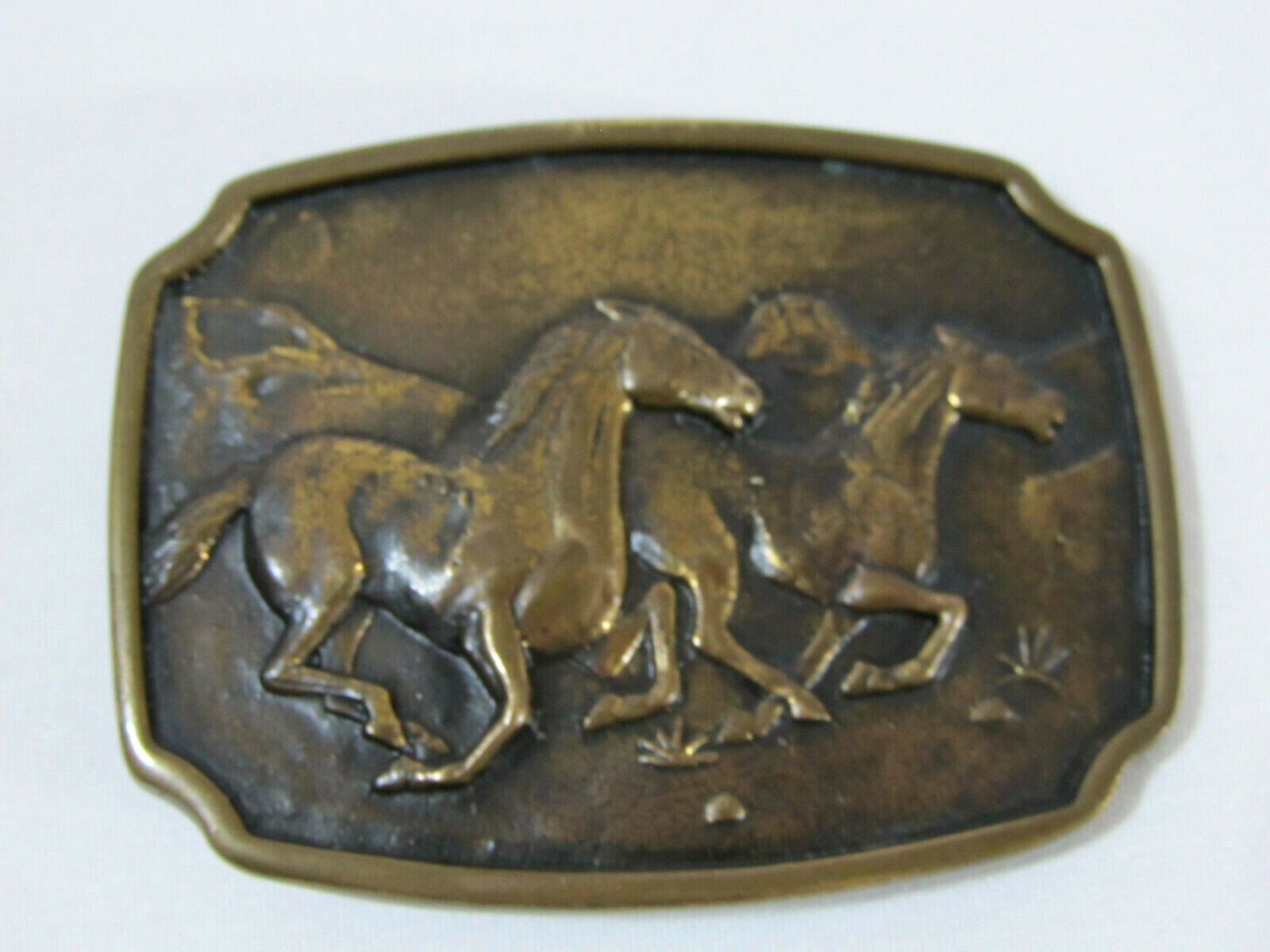 1978 BTS Wild Horses Solid Brass Belt Buckle U.S.A. W… Gem